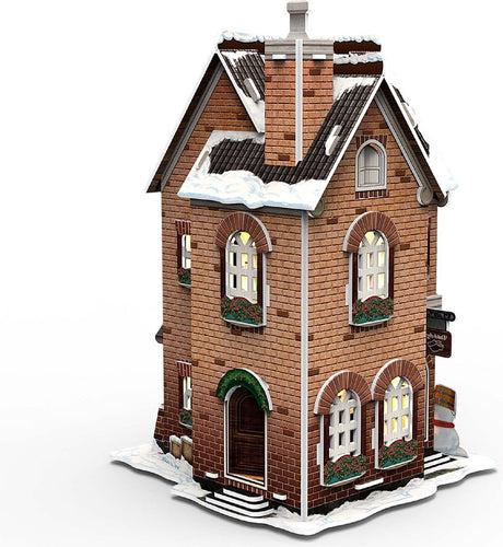Kubische lustige 3D-Puzzle-Clog-Fabrik, LED-Beleuchtung, Weihnachtsdorf-Spielzeug.