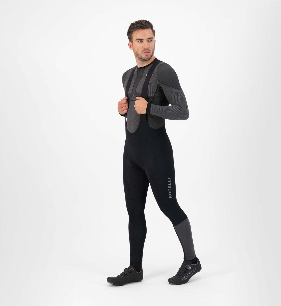 Rogelli essential hi vis fietsbroek heren - bretels - zwart - 3xl