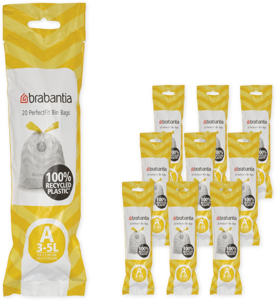Brabantia Perfectfit Müllbeutel – 3 l – Code A – 10 Rollen x 20 Stück