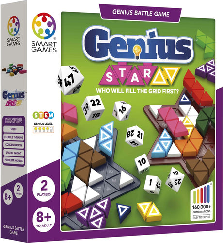 Smartgames Genius Star – schnelles strategisches Denkspiel – mehr als 160.000 Puzzle-Kombinationen – Solospiel 2 Spieler – ab 8 Jahren