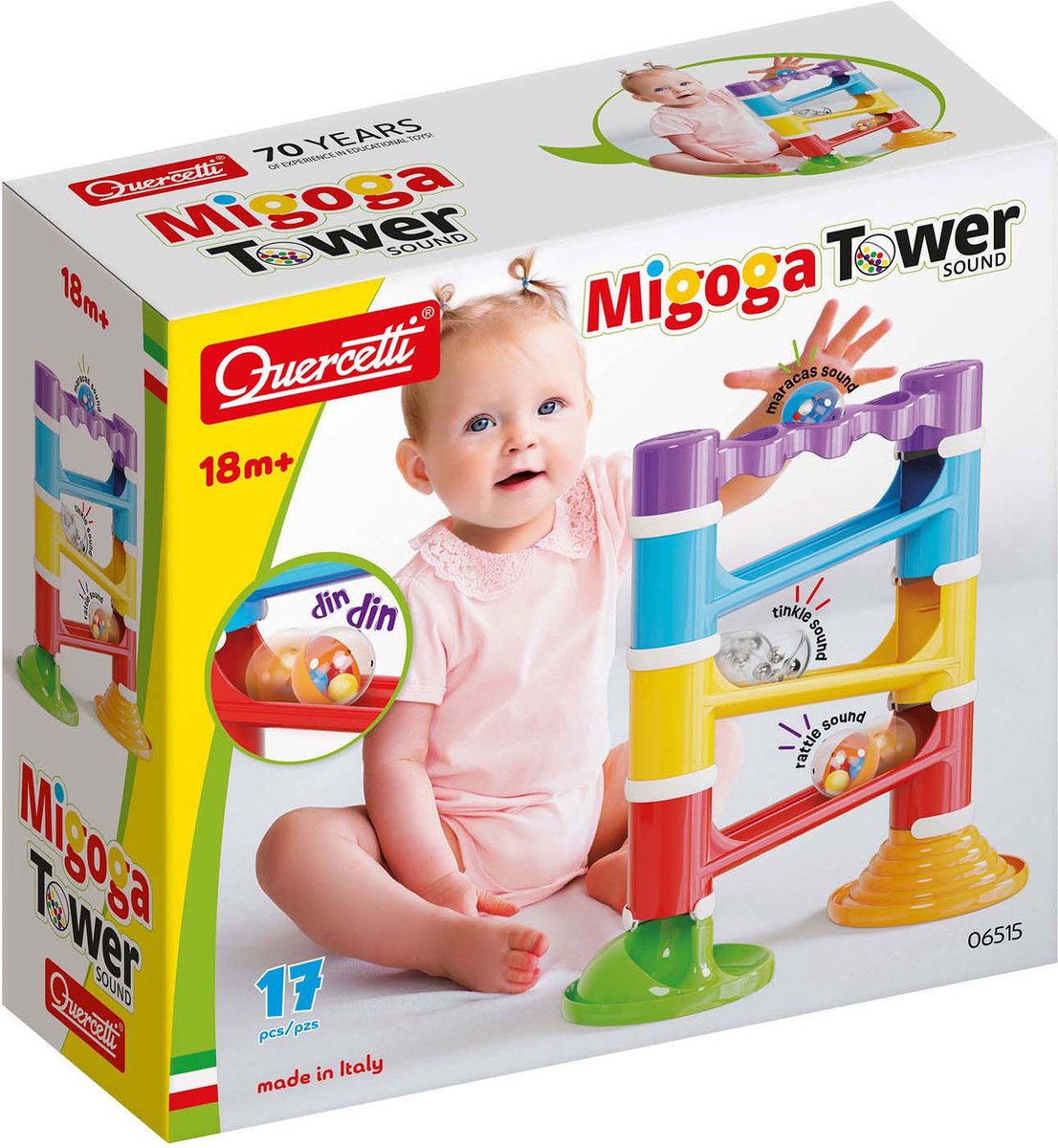 Quercetti Migoga Murmelbahnturm mit Sound, 17-teilig.