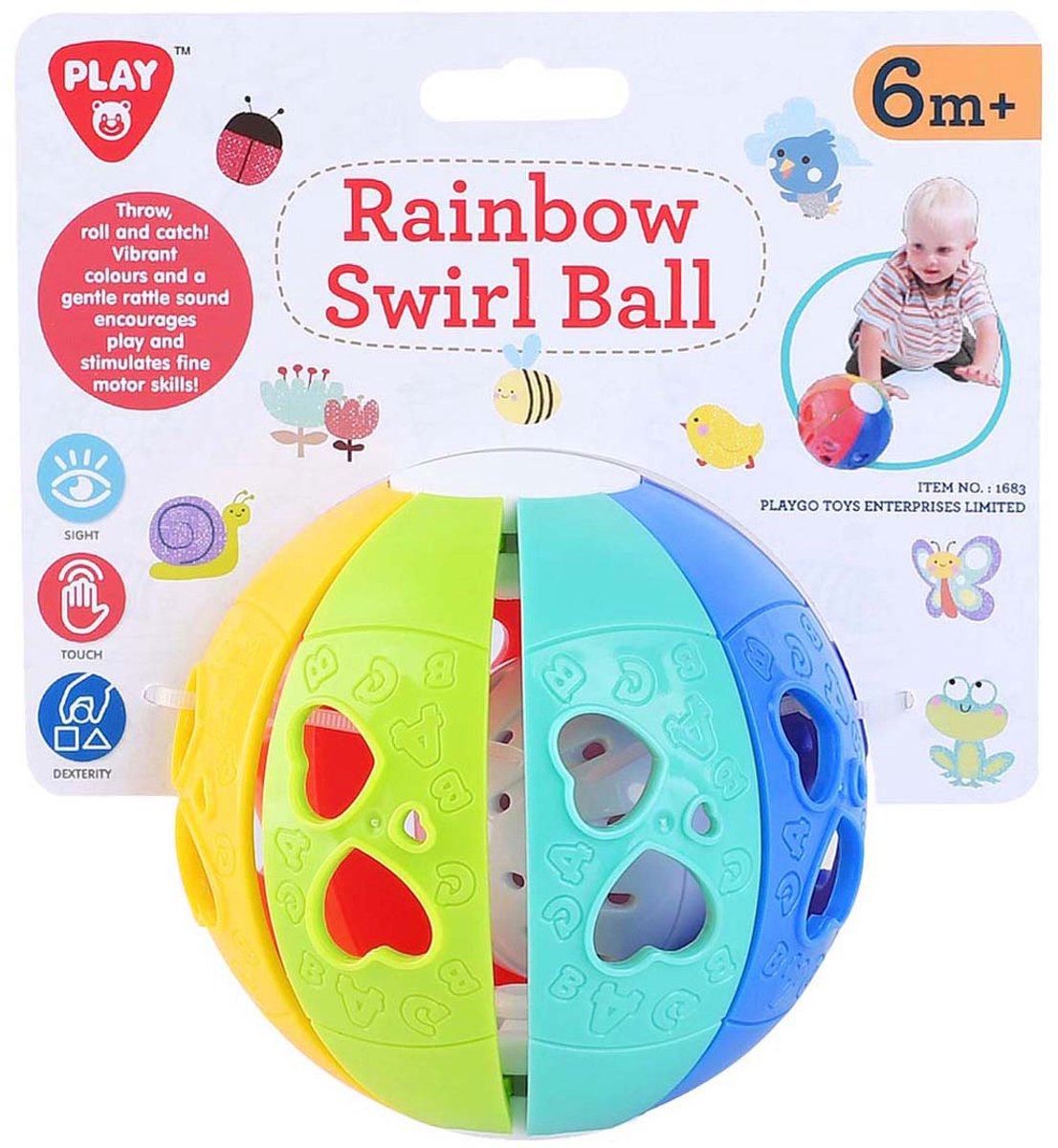 Playgo Regenbogen-Wirbelball mit Rasselgeräusch