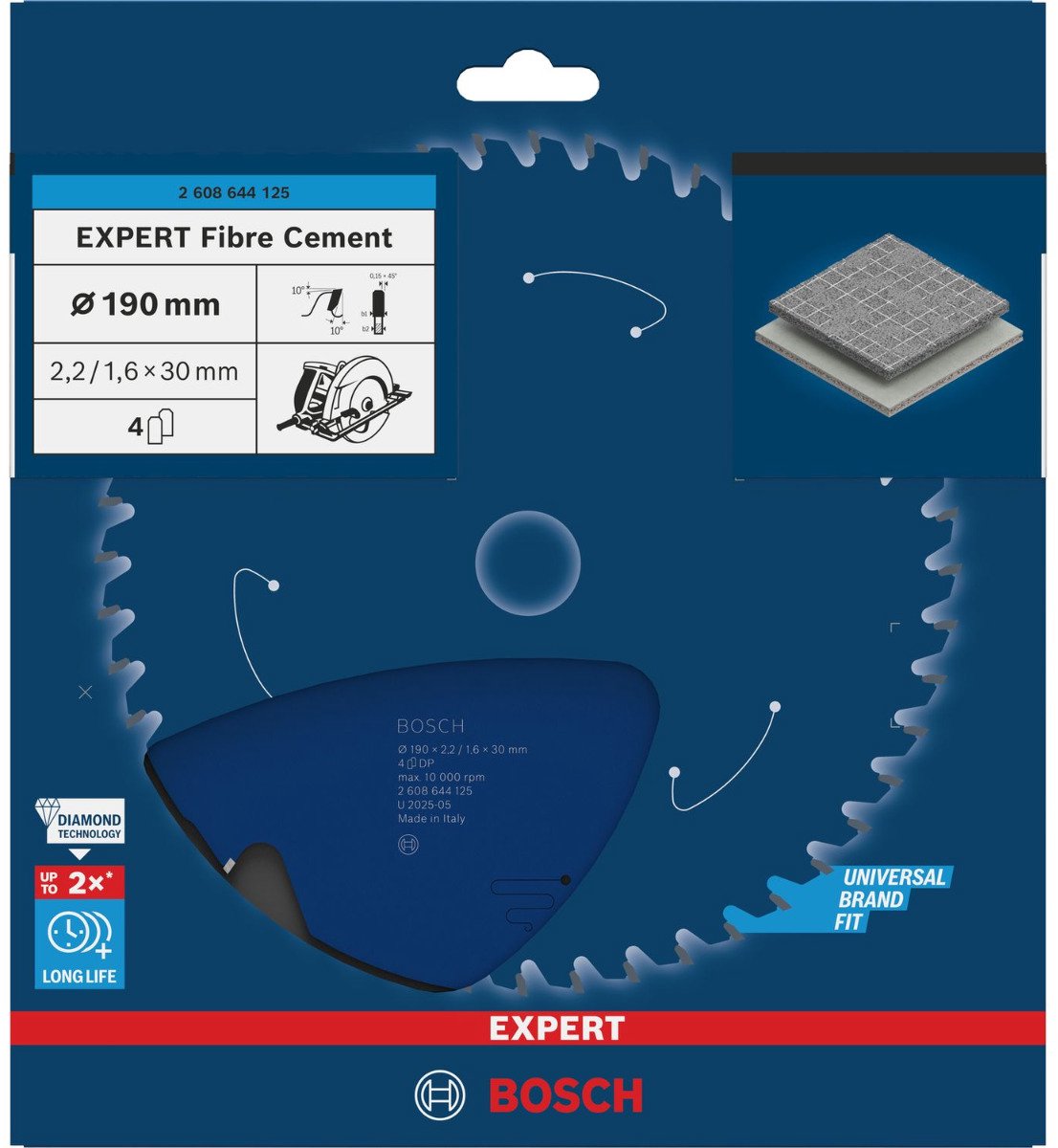 Bosch Zubehör Kreissägeblatt Expert für Faserzement 190x30x2,2 1,6x4 - 2608644125