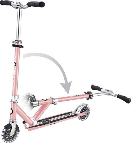 Globber Kinderroller - Flow - Pink Chrome - leuchtende Räder - faltbar - ab 5 Jahren