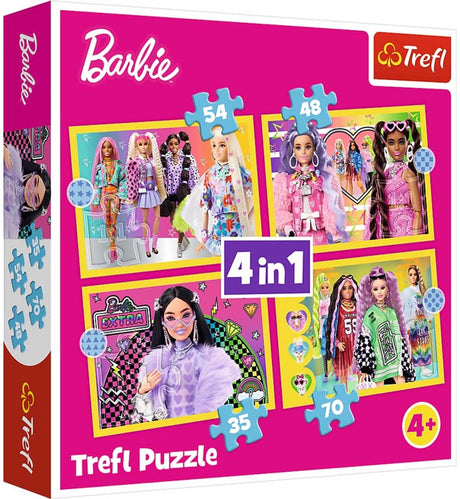 Trefl Puzzleset Barbie 4-in-1 buntes Pappspielzeug.