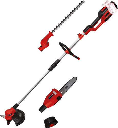 Einhell Akku-Garten-Multitool GE-LM 36 4in1 LI BL Solo – Power X-Change – 36 V Li-Ion – bürstenloser Motor – 4 Funktionen: Kettensäge, Heckenschere, Trimmer mit Klinge und Trimmer mit Kabel – exkl. Akku und Ladegerät