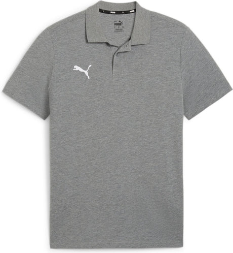 Puma Teamgoal Casuals Polo-Herren-Sportshirt – Mittelgrau meliert – Weiß