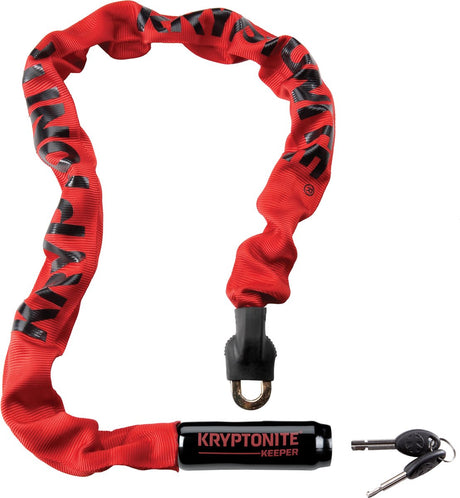 Kryptonite Keeper 785 Kette mit integriertem Schloss – Fahrradkettenschloss – Fahrradschloss mit Kette für Elektrofahrrad – 85 cm – Stahl – Rot
