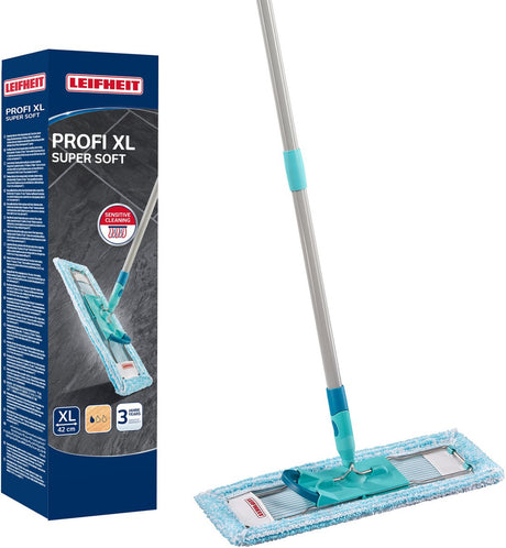 Leifheit Profi Bodenwischer XL Super Soft – 42 cm Wischbreite – 146 cm Arbeitshöhe – 360° drehbares Scharnier – Klicksystem