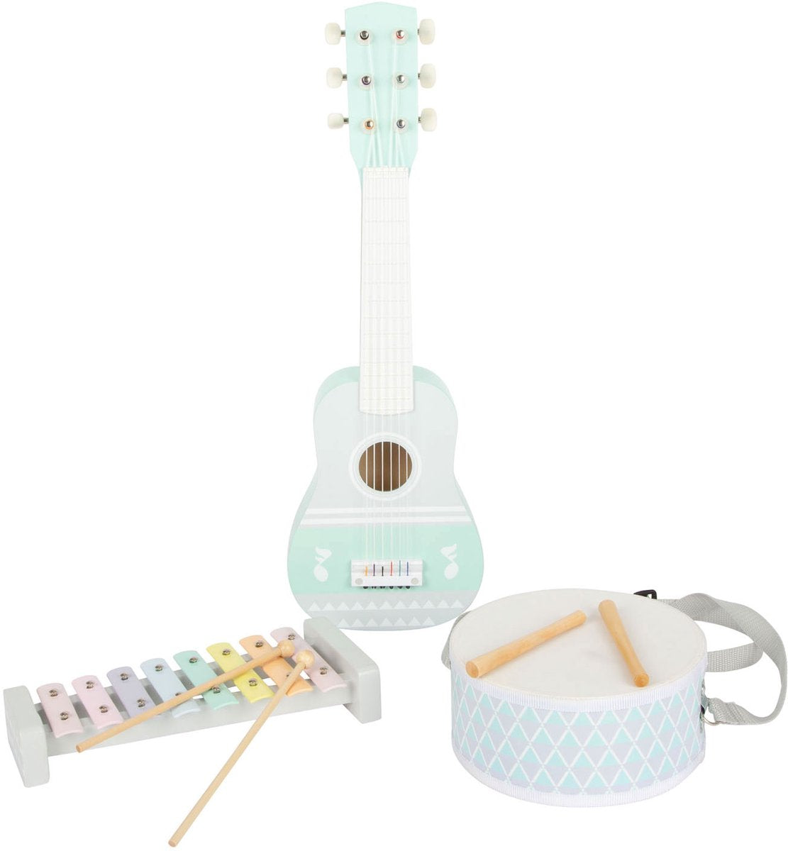 Small Foot - Musikinstrumentenset aus Holz Pastell, 7-teilig,