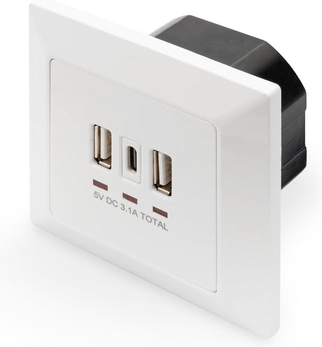 Digitus da-70618 Wandsteckdose 2 x USB A + 1 x USB C weiß