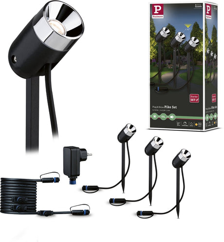 Paulmann Plug Shine LED-Gartenstrahler Pike Basisset IP65 3000K 3x2,2W 21VA Anthrazit