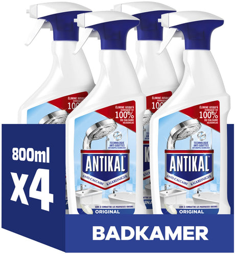 Antikal klassisches Anti-Kalk-Spray für das Badezimmer – 4 x 800 ml