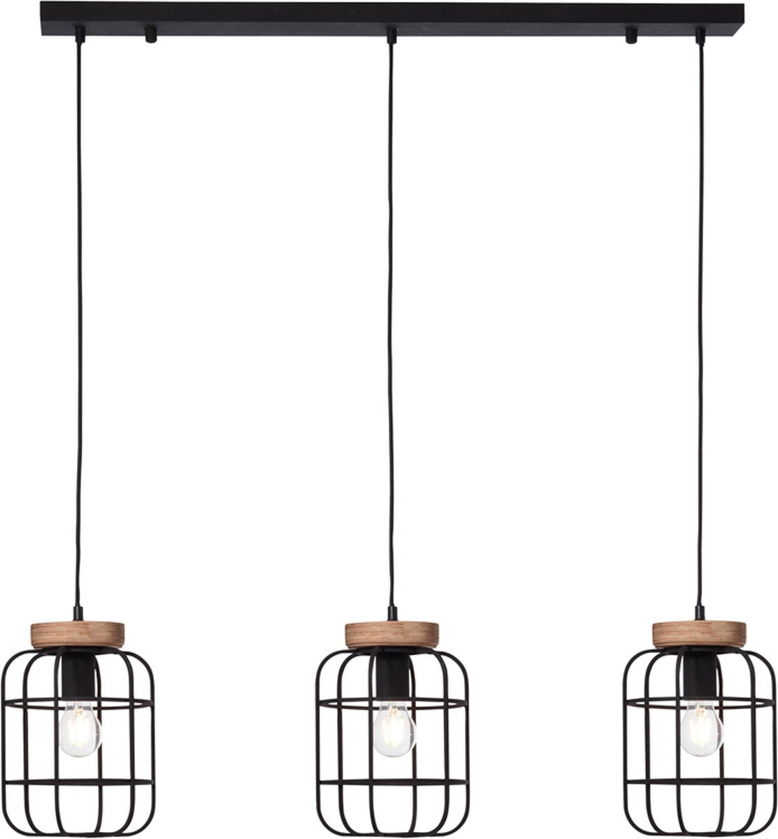 Brilliant Gwen – Hängelampe – E27 max. 3 x 40 W – schwarzes Holz