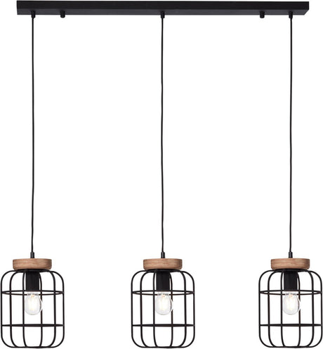Brilliant Gwen – Hängelampe – E27 max. 3 x 40 W – schwarzes Holz