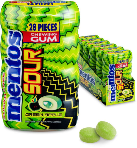 Mentos Gum Sour Green Apple - Kaugummi - zuckerfrei - 6x28 Stück