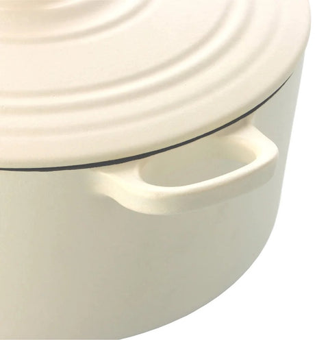 Bk Burgunderroter Gusseisentopf 28 cm 6,7 l – Induktionstopf – Gusseisentopf – ofenfest bis 230 Grad – Deckel mit Tropfringen – innen weiß emailliert – cremeweiß
