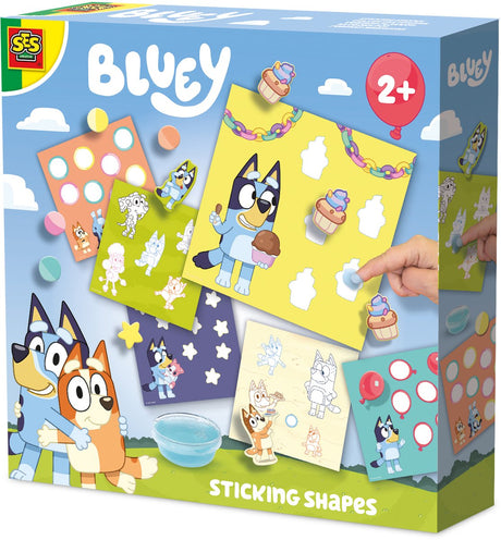 Ses creative bluey – Formen mit Fingerkleber kleben – Basteln – für Kinder ab 2 Jahren – 6 Karten