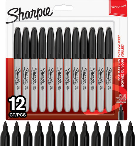 Sharpie Permanentmarker | feiner Punkt | schwarze Tinte | 12 Stück