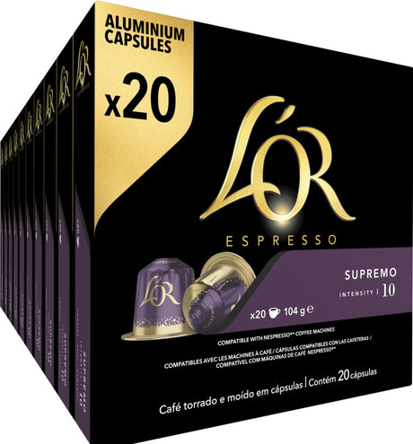 L'or espresso supremo koffiecups - intensiteit 10 12 - 10 x 20 capsules