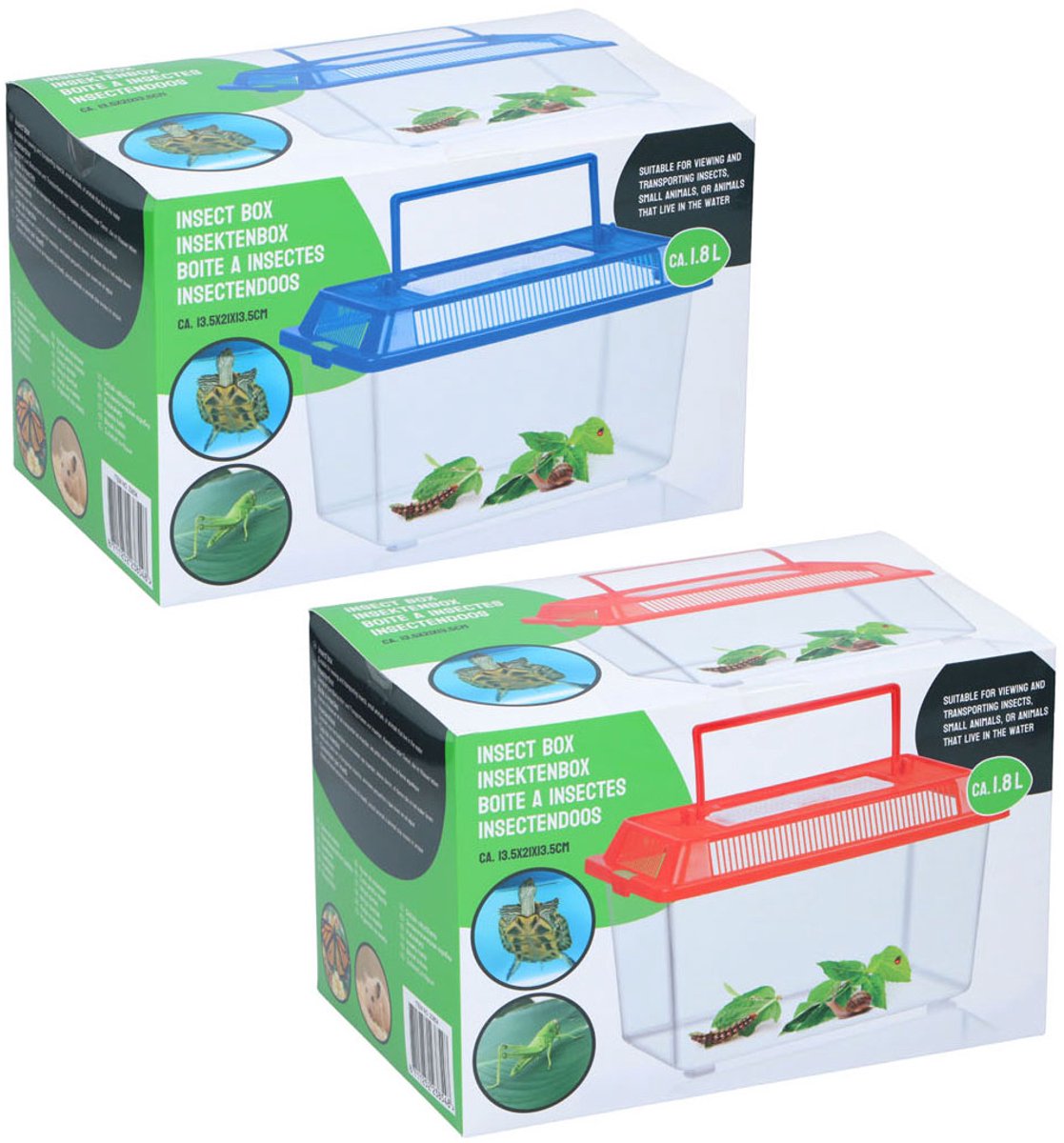 Markenlose Sans-Marque-Insektenbox mit Deckel – transparente Kunststoff-Insektenbox 1,8 Liter.