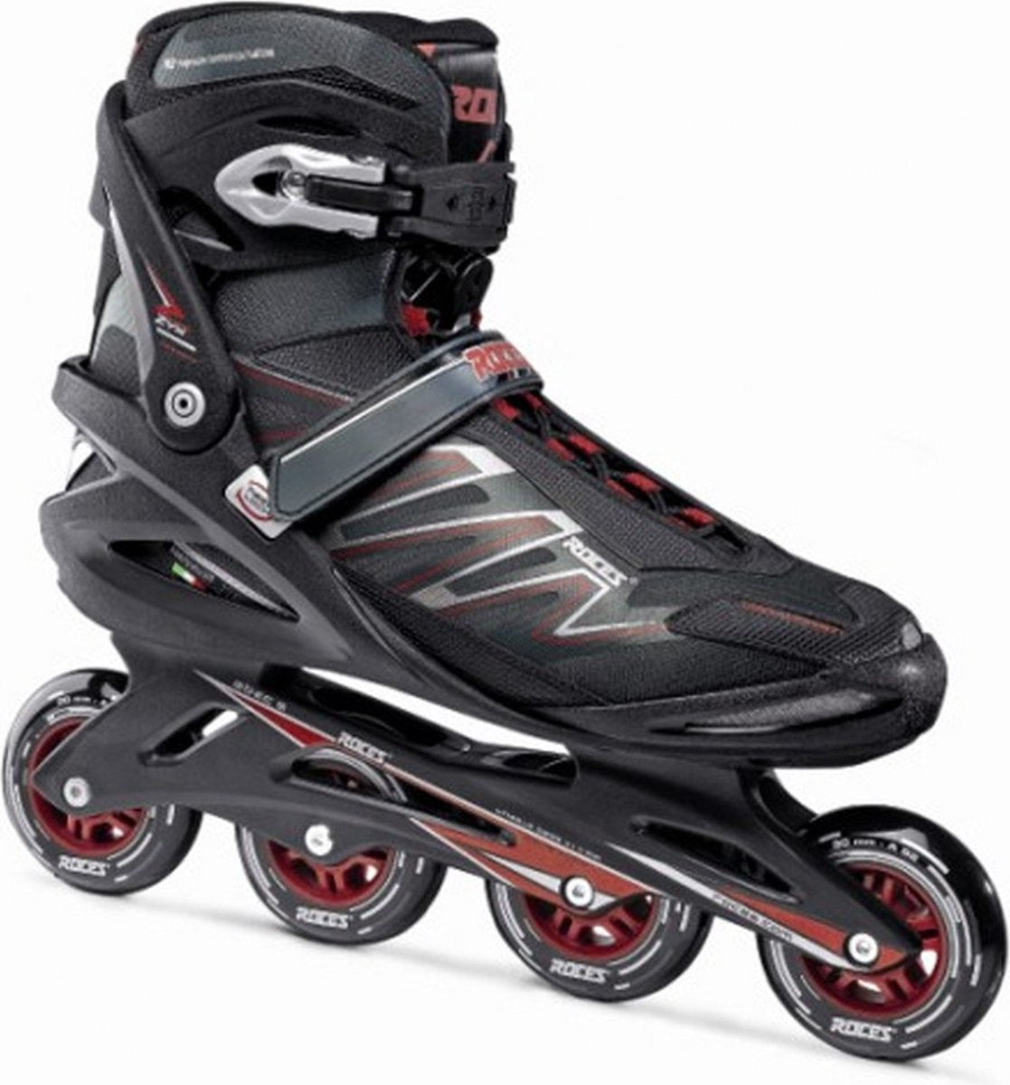 Roces Big Zyx 90 Herren-Inline-Skates – 4 x 90 mm Rollen – Fitness-Speed-Inline-Skates – Schwarz Rot – Größe 51
