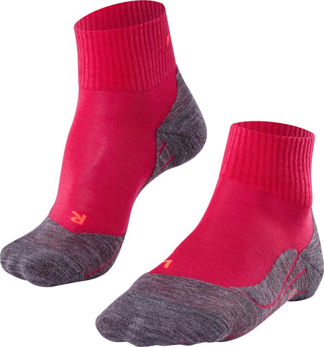 Falke TK5 kurze Anti-Blister Wandersocken aus dünnem Woll-Funktionsmaterial Damen Rot – Größe 35-36