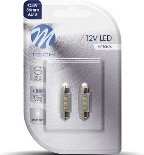 M-tech LED c5w 12v 36mm - Sockel 3x LED-Diode - Canbus - weiß - Set