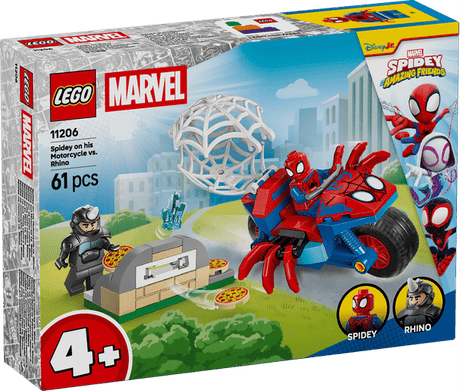 Lego Marvel – Spidey auf seinem Motorrad vs. Nashorn – Konstruktionsspielzeug (11206)
