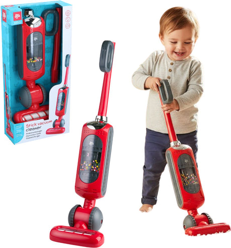 Dirt devil speelgoed stofzuiger – kinder steelstofzuiger met werkende zuigfunctie en realistisch geluid – voor jongens en meisjes vanaf 3 jaar - rood grijs