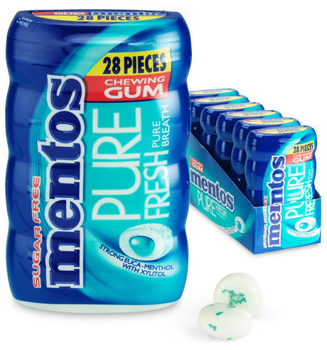 Mentos Gum reiner frischer Eukalyptus-Menthol – Kaugummi – zuckerfrei – 6x28 Stück