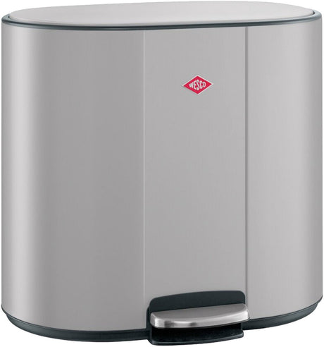 Wesco Multicollector 2 Abfallbehälter Mülltrennung (2x25 Liter) | 50 Liter | Metall - kühles Grau matt | Duo-Treteimer mit Absenkautomatik und Geruchsfilter