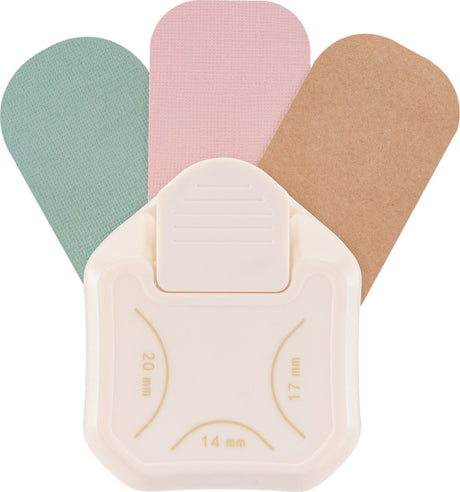 Vaessen creative pons - hoekpons - 3 in 1 label pons - 14, 17 en 20 mm - ivoor