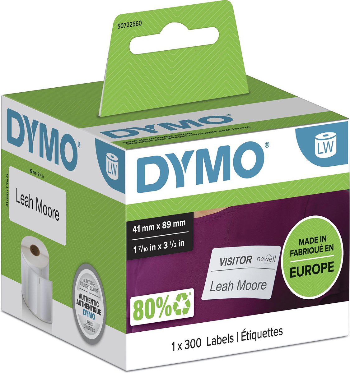 Dymo Etiketten Labelwriter ft 89 x 41 mm (300 Stück)