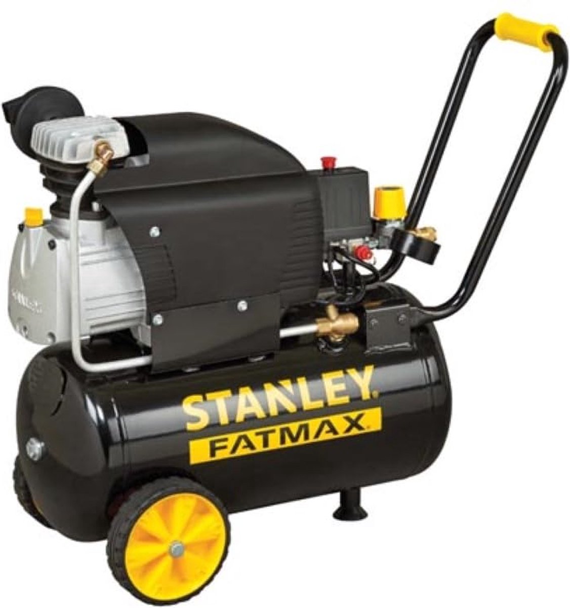 Robuster Stanley Fatmax-Kompressor mit Direktantrieb und Ölschmierung – 2 PS – 24 l – 8 bar – 570 x 255 x 590 mm – schwarz