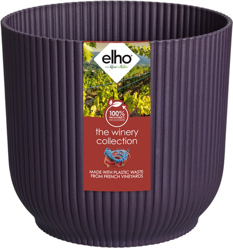 Elho the winery collection 22 - bloempot voor binnen - 100% gerecycled plastic - ø 22.0 x h 20.2 cm - donkerpaars