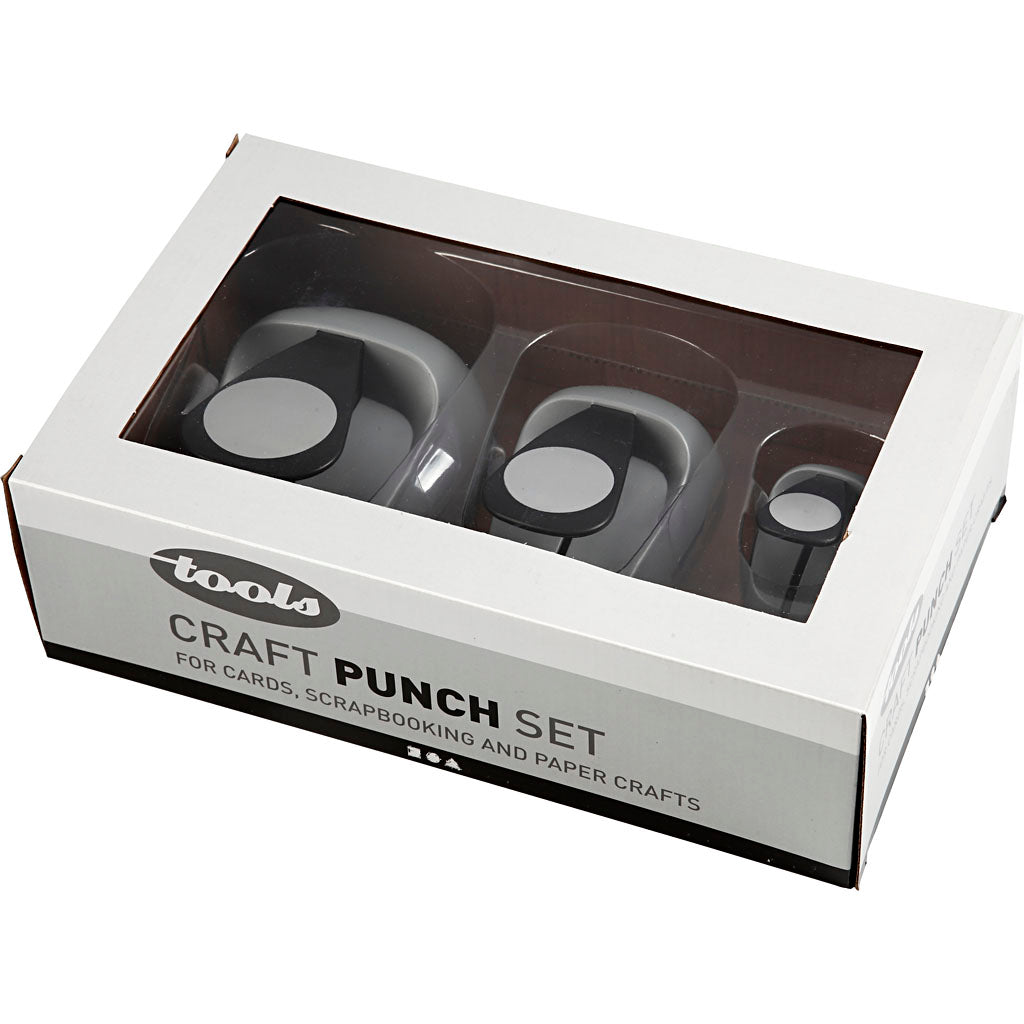 Creativ Company Locher-Set, Kreis, Größe 25+49+75 mm, 3 Stück 1 Box