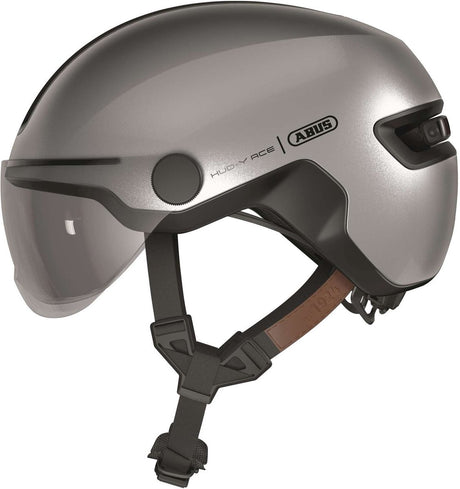 Abus Fahrradhelm Hud-Y Ace Gleam Silver M – 54–58 cm – Silber – geeignet für den Einsatz an Elektrofahrrädern – City-Fahrrädern – 430 g