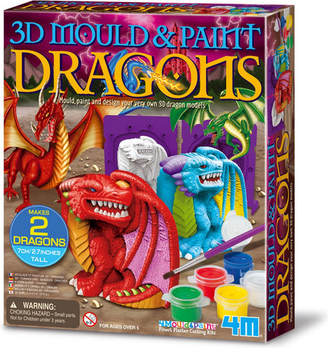 4 m Basteln – Gießen und Bemalen – 3D-Drachen – 2 Teile – kreatives Spielzeug – 5+