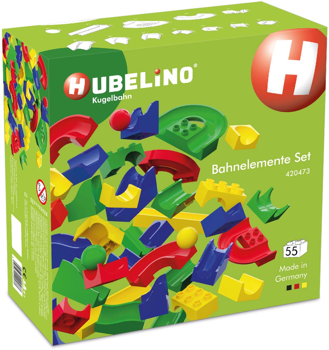 Hubelino Murmelbahn-Gleiselemente - 55 Stk.