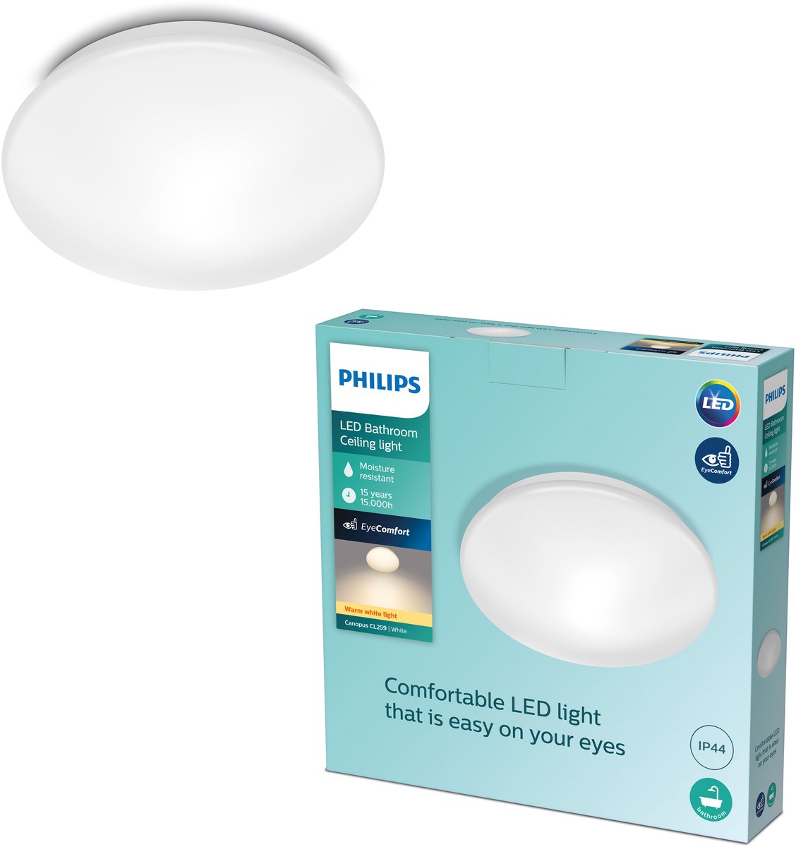 Philips led philips canopus badkamer plafondlamp - chroom - klein