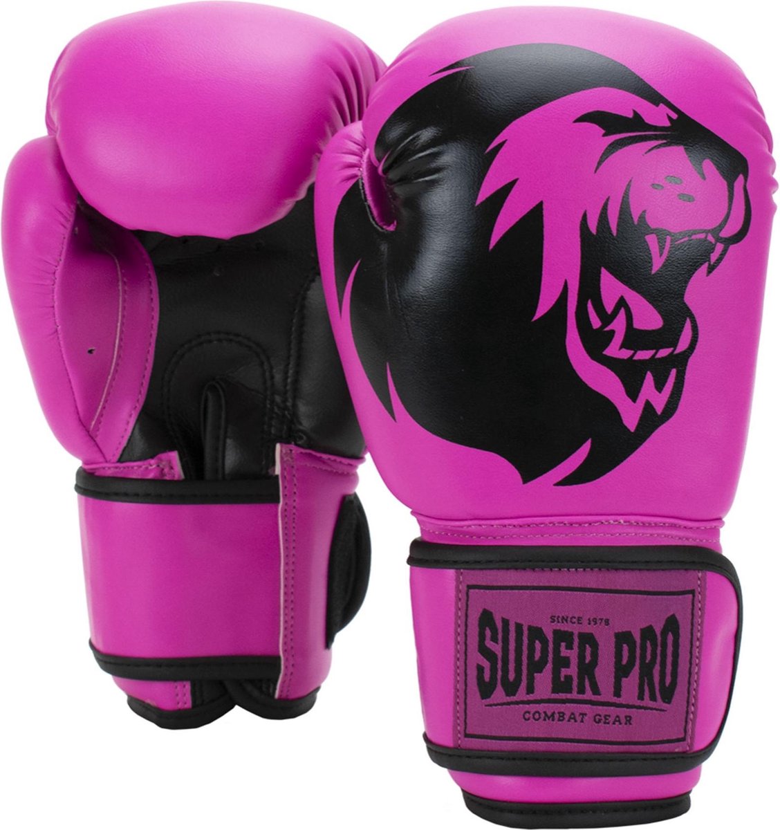 Super pro combat gear talent (kick)bokshandschoenen roze zwart 8oz