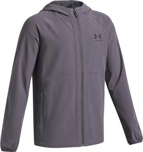 Under Armour Jungen-Sportjacke „UA Vibe Woven Windbreaker – Grau“ – Castlerock – Schwarz