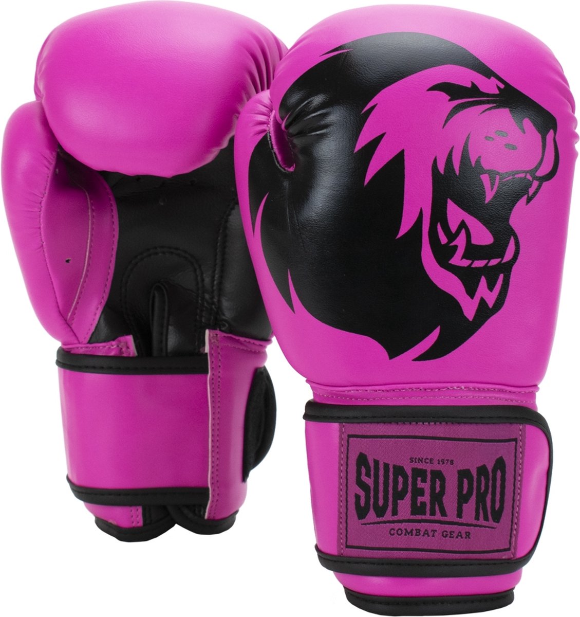 Super pro combat gear talent (kick)bokshandschoenen roze zwart 10oz
