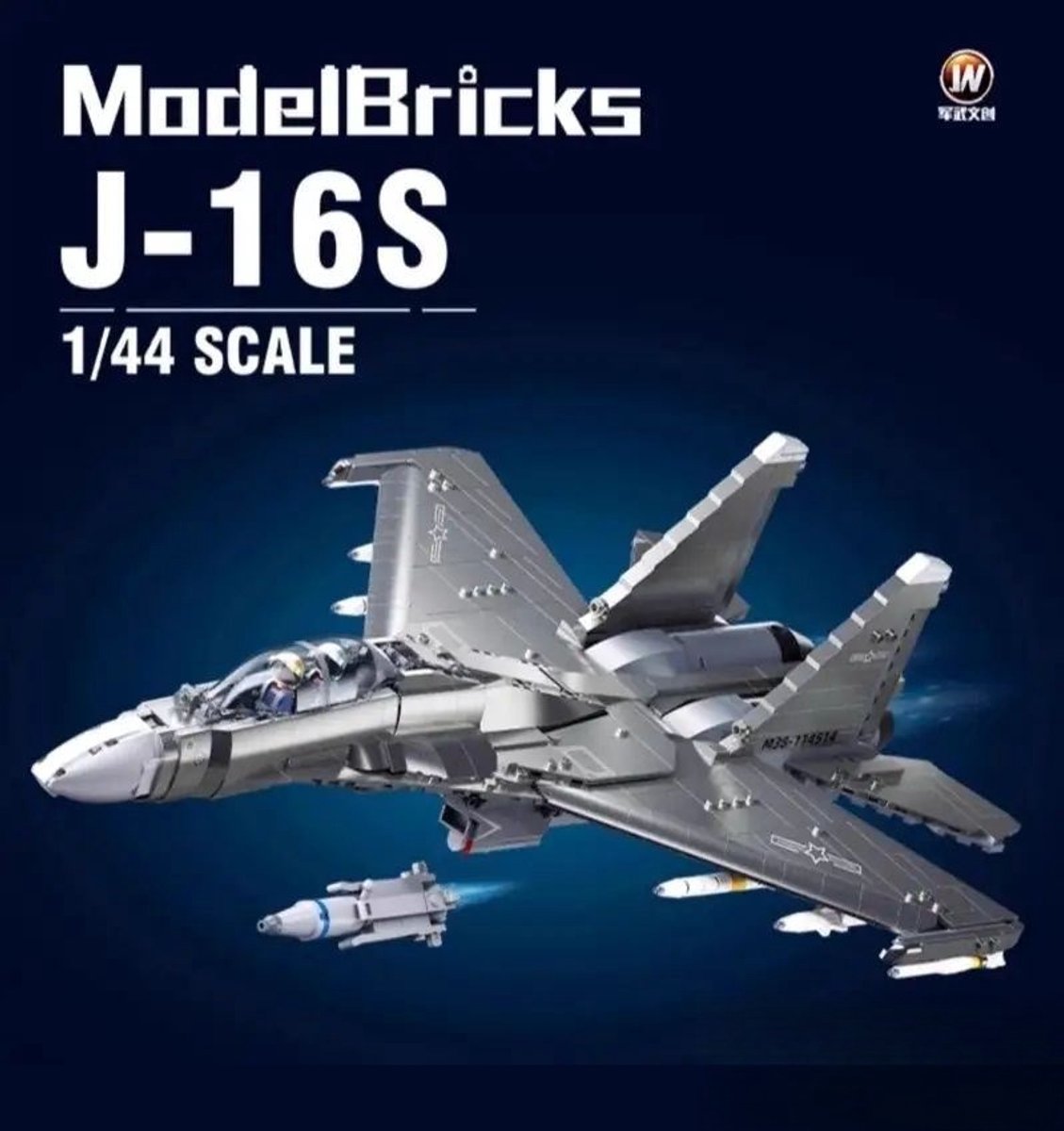 Sluban Modelbricks J16S Kampfflugzeug – Konstruktionsspielzeug Modellbau – Baukasten mit 1041 Bausteinen – M38-B1273 ab 12 Jahren