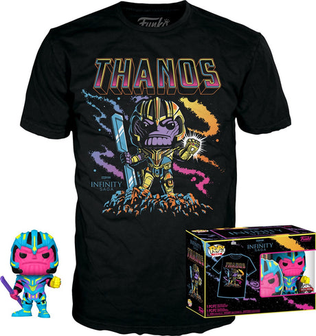 Funko-Pop! T-Shirt-Box: Marvel Studios The Avengers – Thanos Blacklight Black #909 exklusiv (Größe L)