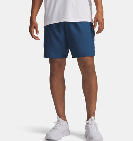 Under Armour Herren-Sporthose „UA Tech Woven Wordmark Short-Blu“ – Wham Blue – Weiß
