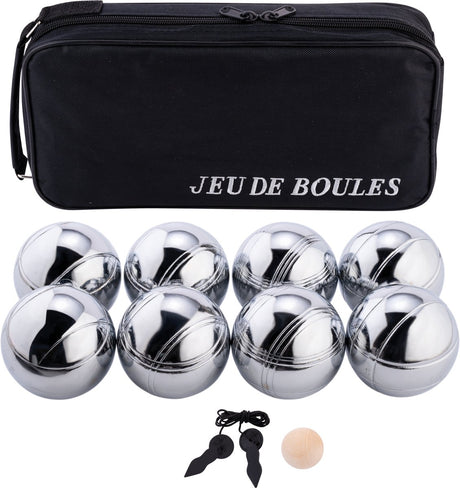 Engelhart Longfield Jeu de Boules Spiel 8 Metallkugeln im Beutel