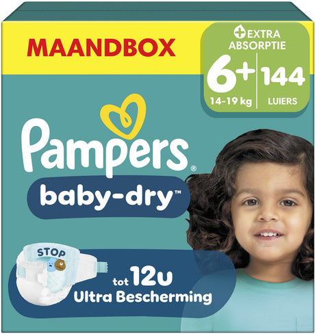 Pampers Baby-Dry Größe 6+ – 144 Windeln – 14 kg–19 kg