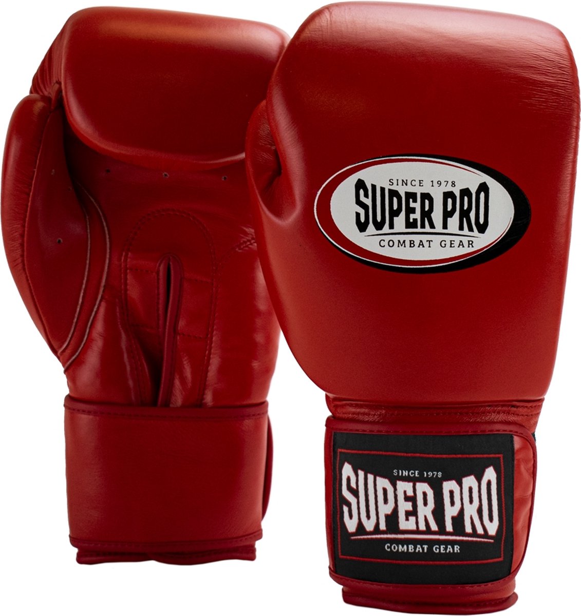 Super pro combat gear thai-pro lederen (thai)bokshandschoenen rood 16oz